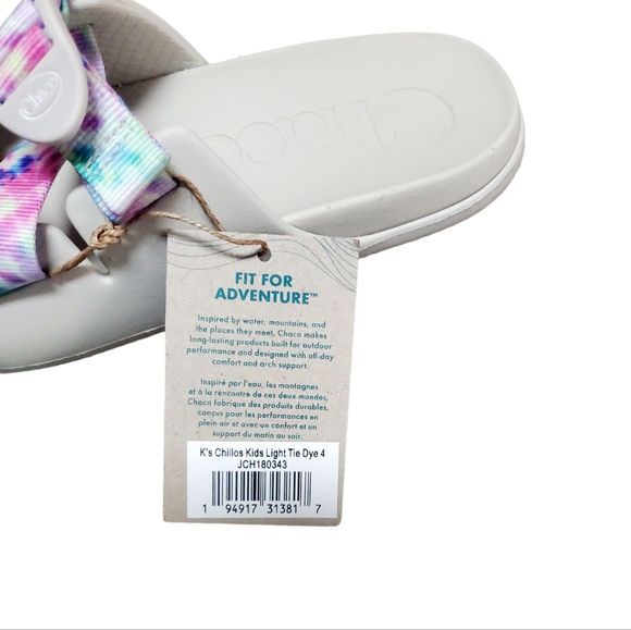 Kids Chaco Chillos Light Tie-Dye Sandals Light Gray Size 4 NWOB - Picture 6 of 6
